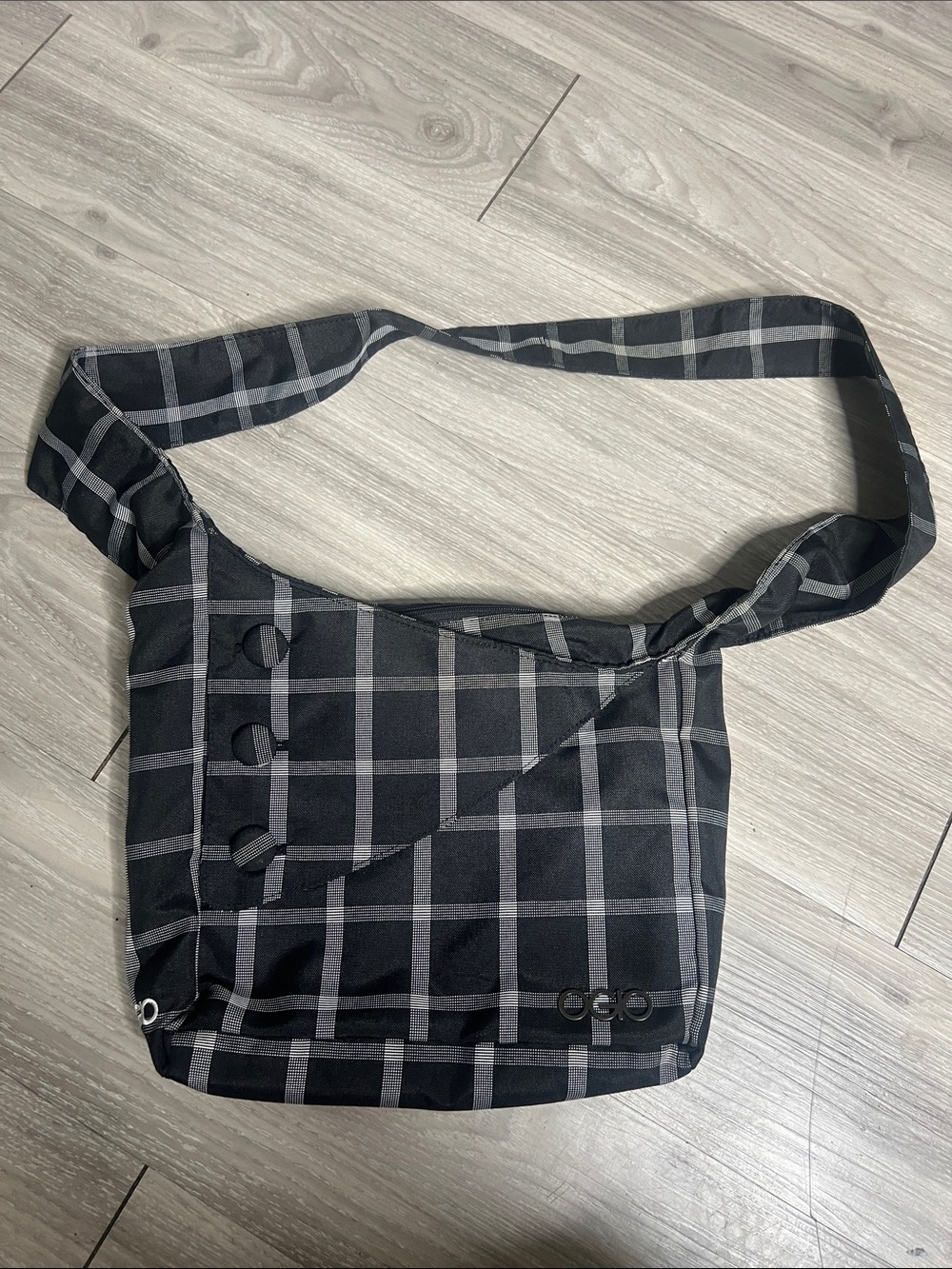 OGIO Black and Gray Plaid Crossbody Bag